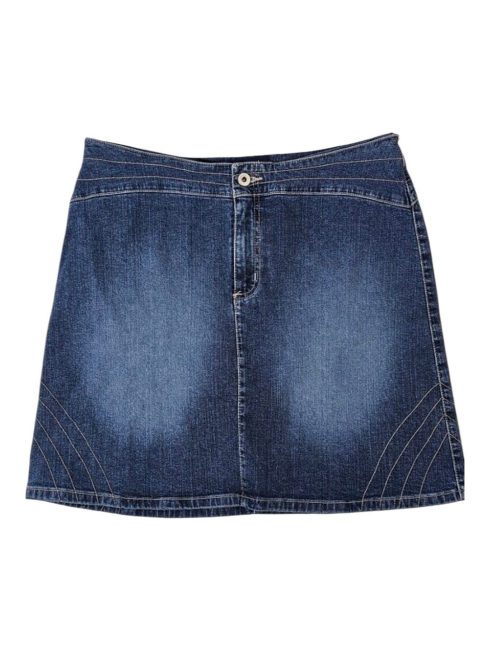 LA‎ Blues Stretch Denim A- Line Mini Skirt With Stitching Detail Size 12